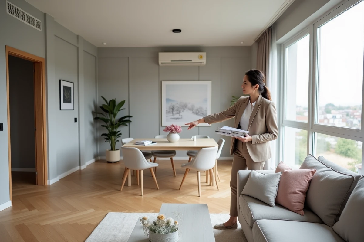 Agent immobilier présentant un appartement T4 neuf éligible au dispositif Pinel en 2026