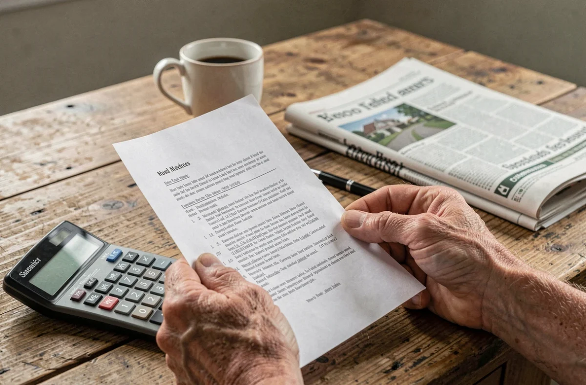 Mains d'un bailleur tenant un contrat de bail avec calculatrice pour évaluer l'impact fiscal de l'indice ILAT