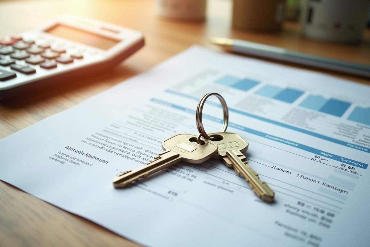 Jeux de clés et documents immobiliers sur une table en lumière naturelle