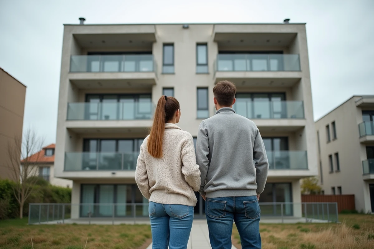 Couple devant une résidence neuve éligible au dispositif Pinel pour un investissement en T4 en 2026