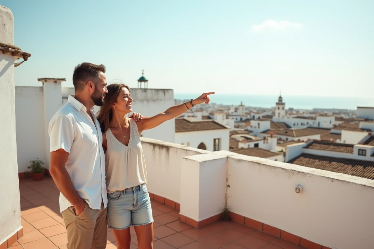 Couple regardant la medina d