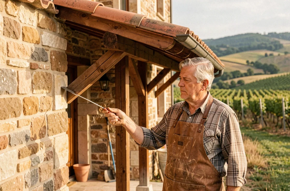 Maison en pierre de style caladois construite par Demeures Caladoises dans les collines au nord de Lyon