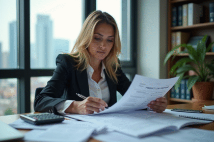 Femme d affaires en réunion dans un bureau moderne