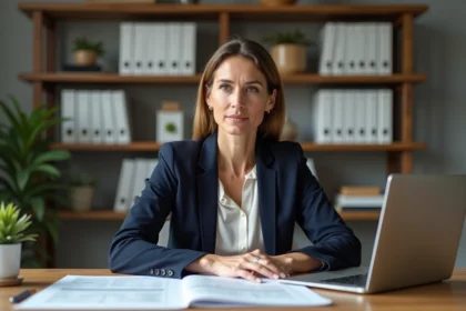 Femme entrepreneur seule qui étudie des documents juridiques pour créer une SCI sans passer par une banque