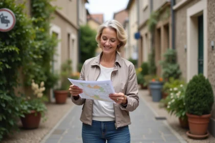 Femme souriante devant l'impasse des Lilas à Aix
