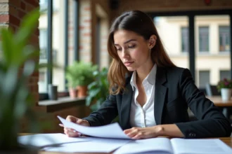 Femme professionnelle en bureau moderne à Bordeaux
