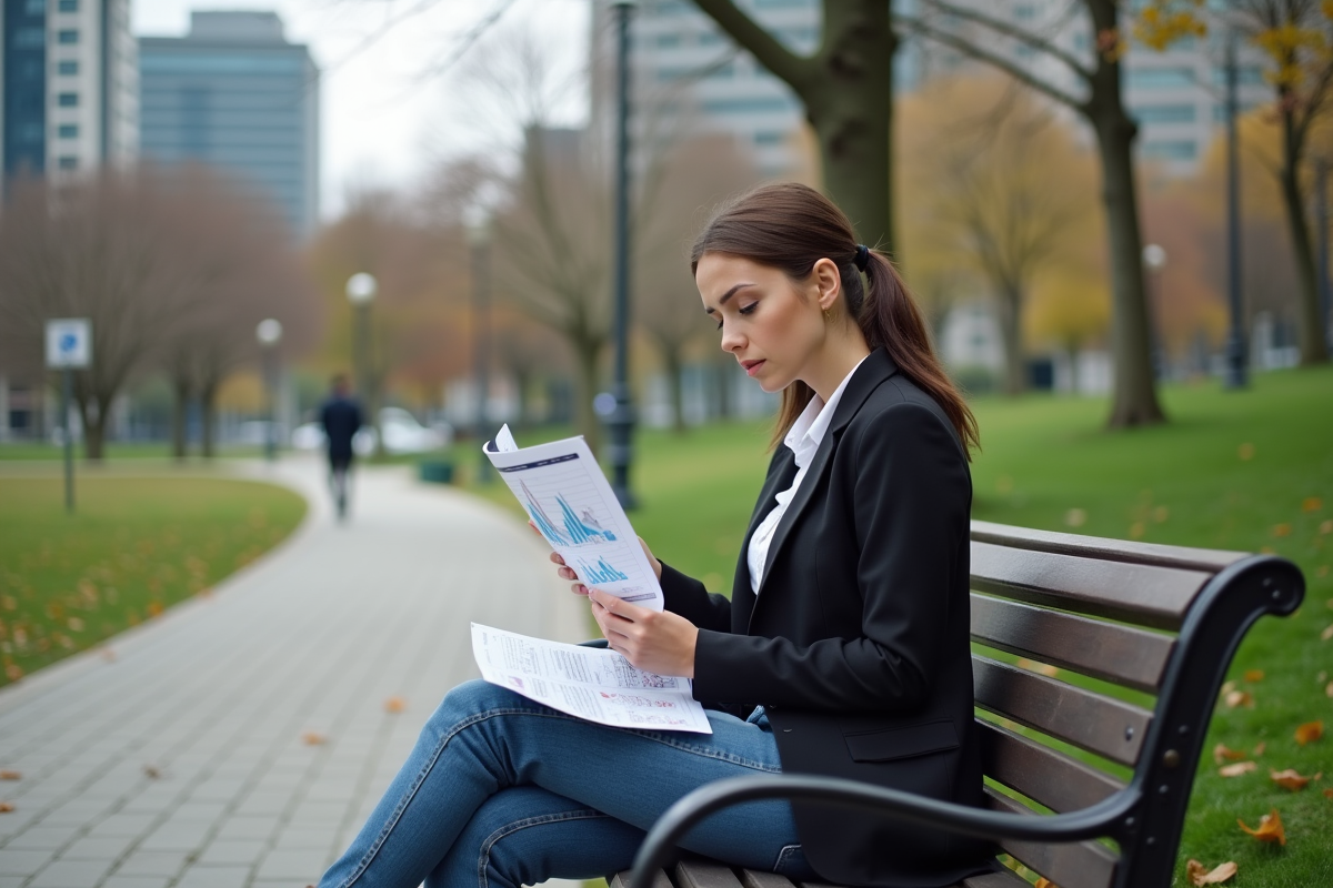 Jeune femme consulte un rapport d