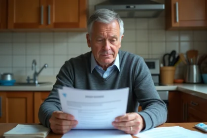 Homme d'âge moyen étudiant des documents d'assurance