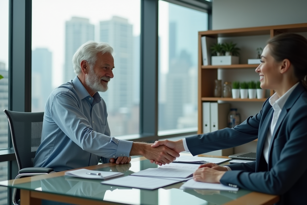 Homme âgé serrant la main d