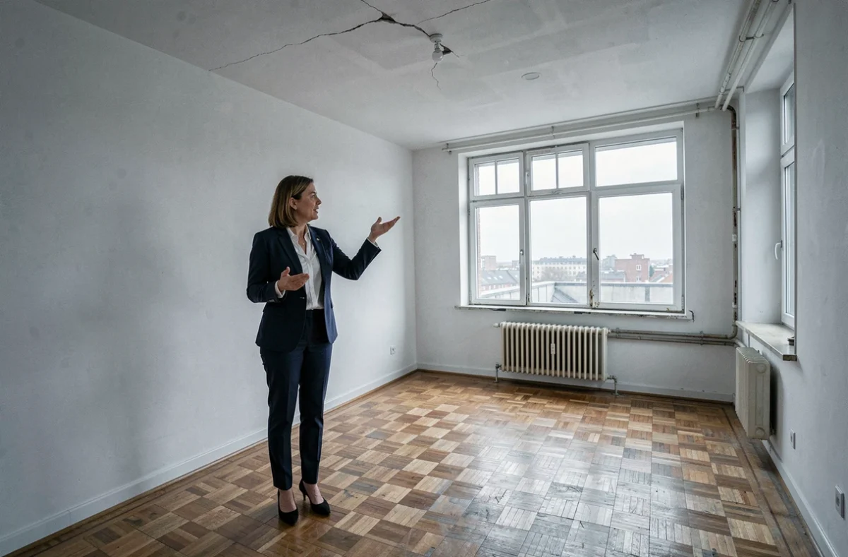 Professionnelle de l'immobilier inspectant un appartement vide avant une mise en location