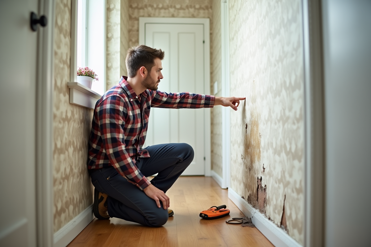 Jeune homme montrant une tache d