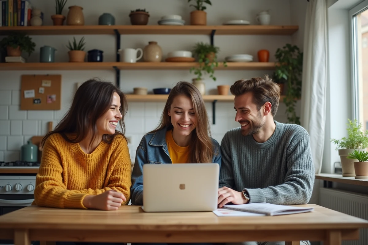 Trois jeunes adultes recherchant un appartement ensemble